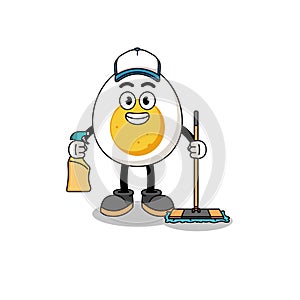 Character mascot of boiled egg as a cleaning services