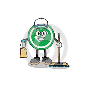 Character mascot of check mark as a cleaning services
