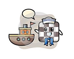 Character mascot of chess board as a sailor man