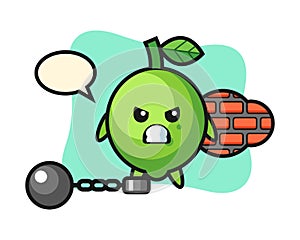 Character mascot of lime as a prisoner