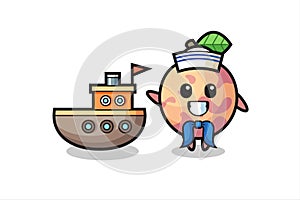 Character mascot of pluot fruit as a sailor man