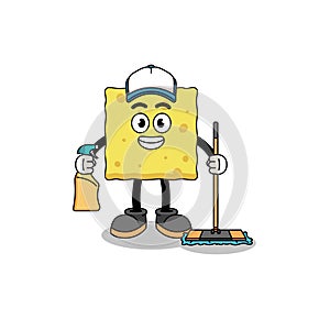 Character mascot of sponge as a cleaning services