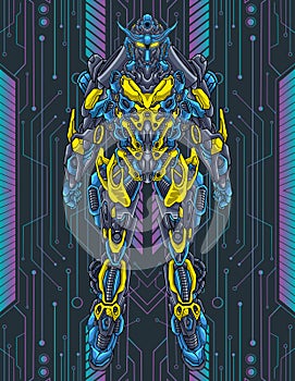 Character mecha robot full body illustration