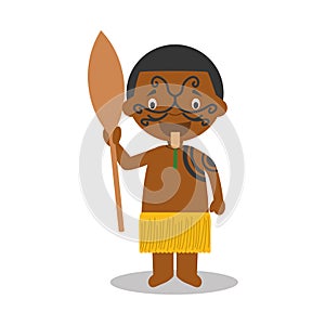 Character from New Zealand dressed in the traditional way of the Maori tribe.