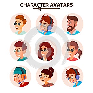 Character People Avatar Set Vector. Face. Default Avatar Placeholder. Cartoon, Comic Art Flat Isolated Illustration