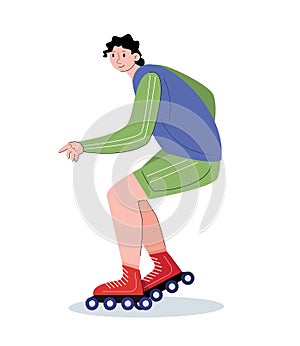 character people with roller skate vector illustration