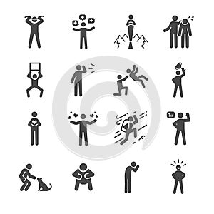 Character and personality icons set