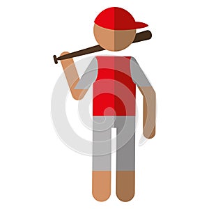 character player baseball with bat red cap
