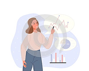 Character in process with mental mindset types or creative models to solve the problem. Vector illustration mind