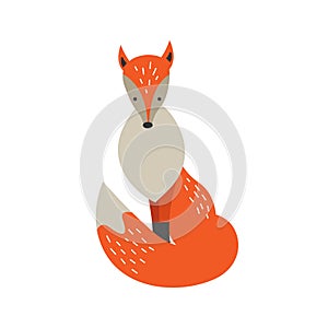 Character red flat cartoon fox