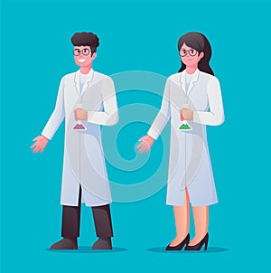 Character Scientist. people working in science vector illustration