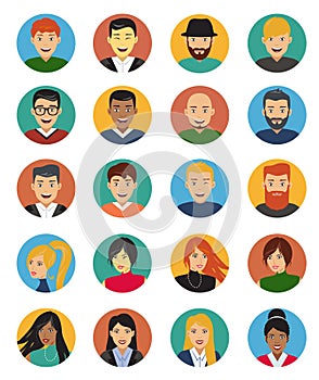 Character set, Avatar icons in flat design, vector