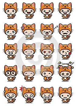 character set cute cat animal bundle