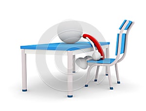 Character sitting on a chair and falling down