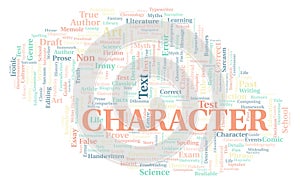 Character typography word cloud create with the text only