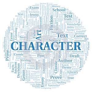 Character typography word cloud create with the text only