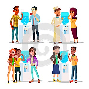 Character Water Cooler Talking Gossip Set Vector