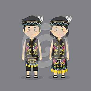 Character Wearing Dayak Traditional Dress