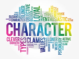 CHARACTER word cloud collage