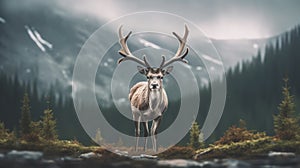 Characterful Canadian Caribou In 8k 3d Style photo