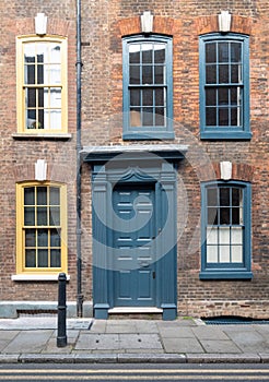 Characterful colourful historic Huguenot Georgian houses on Fournier Street in Spitalfields, East London, UK