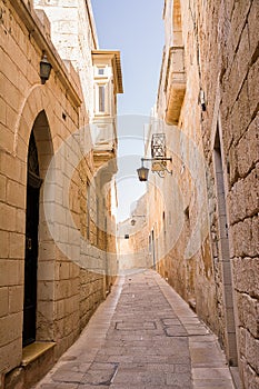 Characteristic alleys in Mdina in Malta