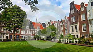 Characteristic Buildings with lawn Amsterdam Holland