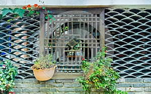 Characteristic Chinese courtyard exterior wall decoration.