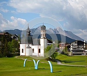 Characteristic church in Seefeld, Austria