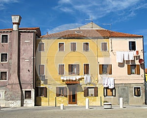 Characteristic colors of the houses on the island of Pellestrina