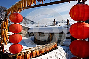 characteristic farmhouse snowscape