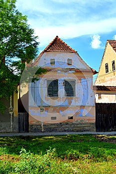 Characteristic houses. Typical rural landscape and peasant houses in the village Beia, Transylvania, Romania.