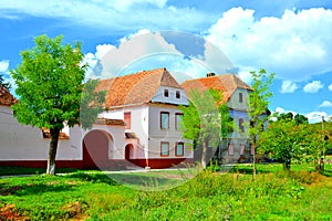 Characteristic houses. Typical rural landscape and peasant houses in the village Beia, Transylvania, Romania.