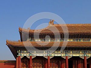 Characteristic tiled roof of a palace building, Forbidden City, Beijing