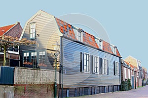 Characteristic timber fisherman houses,Spakenburg,Netherlands