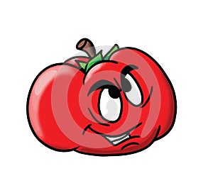 Characterized cartoon tomato on white background vector illustration