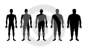 characterizing male silhouettes for different stages of body mass index photo