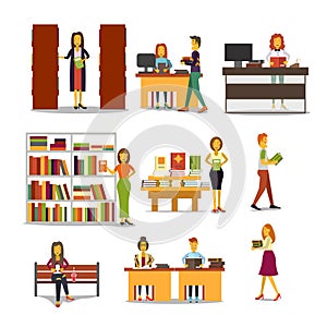 Characters in the school. Vector illustration