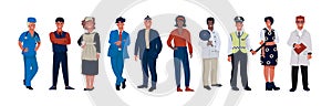Characters of various occupations. Cartoon persons of different professions wearing professional uniform. Vector workers