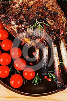 Charbroiled ribs on plate