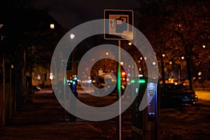 Charching station by night. Empty charging station at night. Electric car charging station at night. Empty charging station for