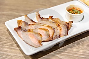 Charcoal-boiled pork neck, Grill pork (Thai style food)