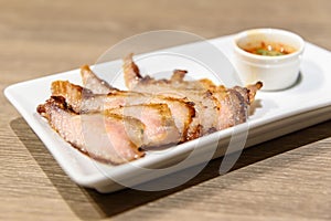 Charcoal-boiled pork neck, Grill pork (Thai style food)