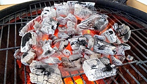 Charcoal burning on the barbecue