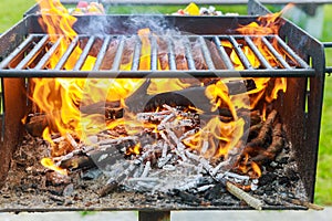 Charcoal Burning in BBQ or in the Frame Background