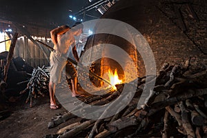 Charcoal factory worker