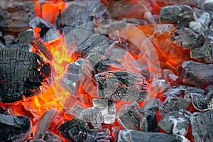 Charcoal fire.