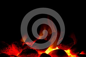 Charcoal fire for barbecue