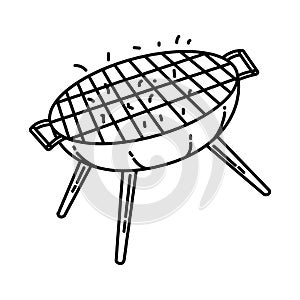 Charcoal Grill Party Icon. Doodle Hand Drawn or Outline Icon Style