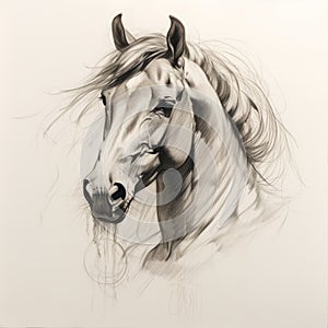 Charcoal Horse Drawing In The Style Of Meghan Howland